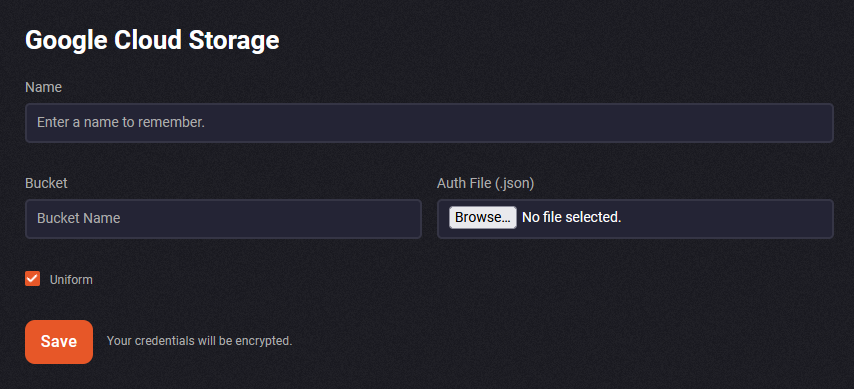 How to add Google Cloud Storage on vimqu
